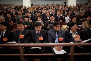 Delegates at the opening of the Session of the National People's Congress in the Great People’s Hall, Peking