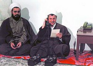Hashemi Rafsanjani and his Deputy, Hassan Rouhani during their leading operations «Karbala-5" during the Iran-Iraq war, February 8, 1987